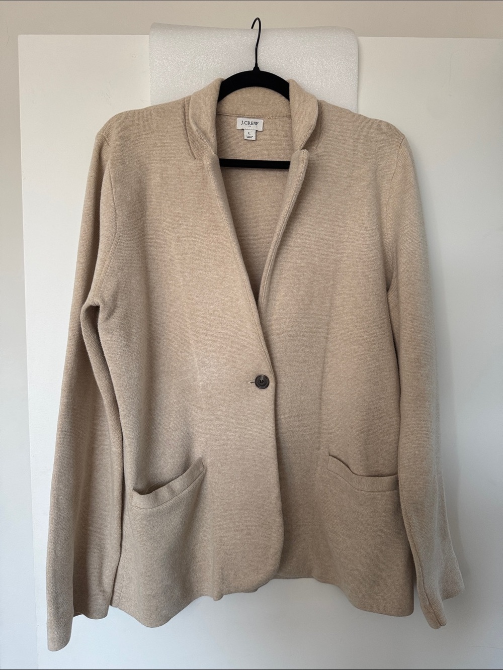 J. Crew Women's Light Beige Single-Button Knit Blazer